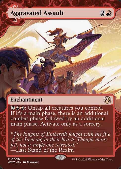 Aggravated Assault (39) [Wilds of Eldraine: Enchanting Tales] [Showcase, Borderless]