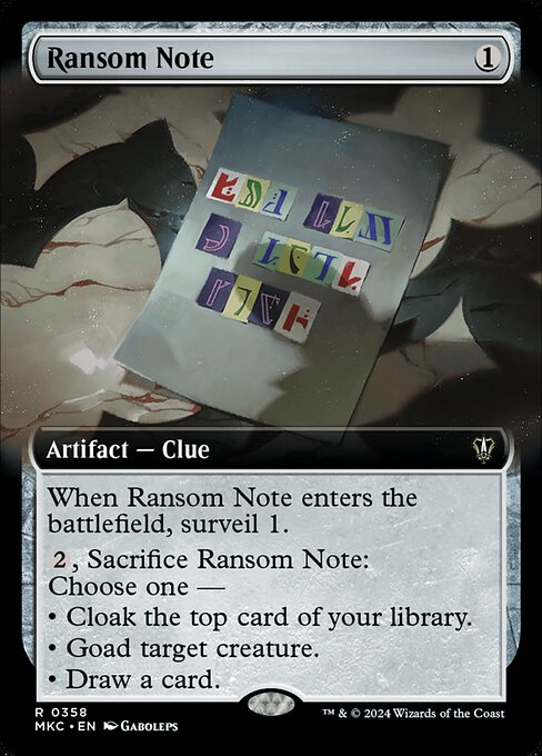 Ransom Note (358) [Murders at Karlov Manor Commander] [Extended Art]