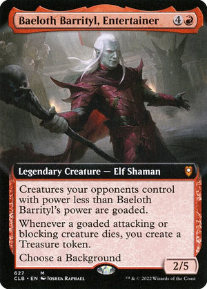 Baeloth Barrityl, Entertainer (627) [Commander Legends: Battle for Baldur's Gate] [Extended Art]