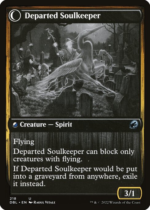 Devoted Grafkeeper // Departed Soulkeeper (218) [Innistrad: Double Feature] Reverse