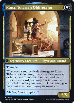 Rona, Herald of Invasion // Rona, Tolarian Obliterator (75s) [March of the Machine Promos] Reverse