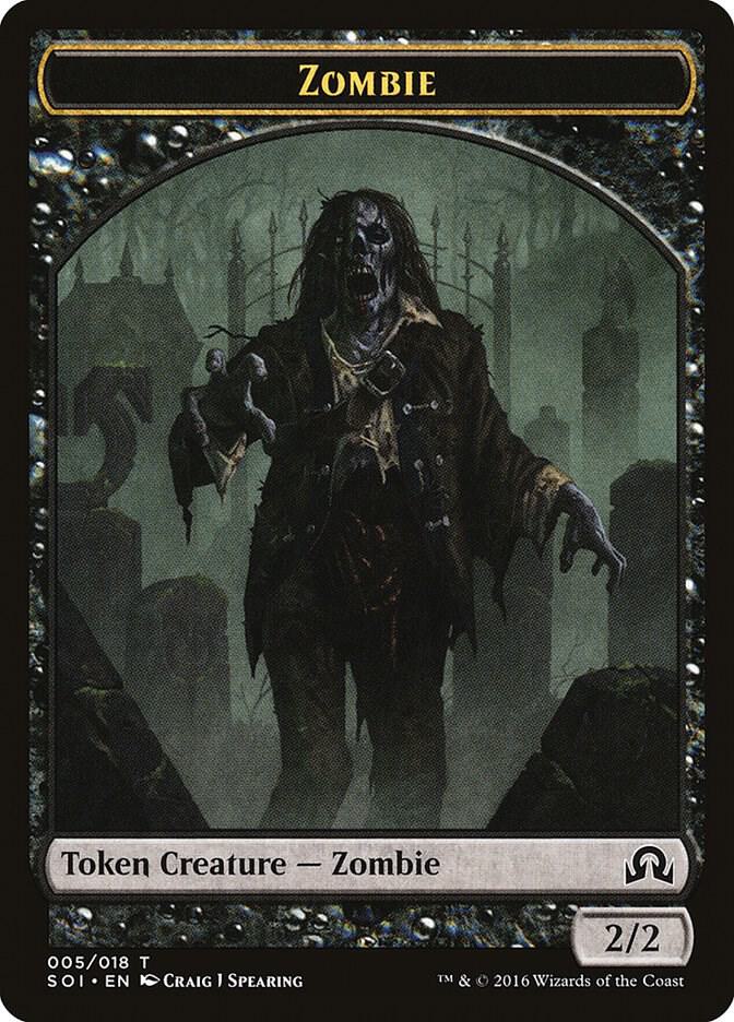 Zombie Token (5) [Shadows over Innistrad]