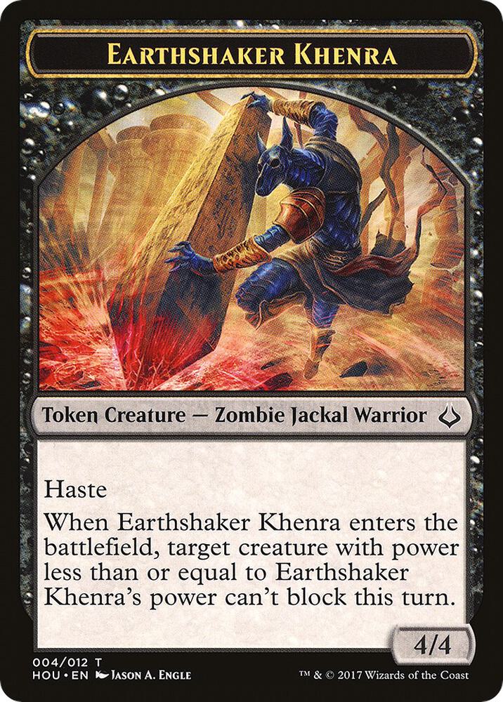 Earthshaker Khenra // Zombie Double-Sided Token (4 // 20) [Hour of Devastation]