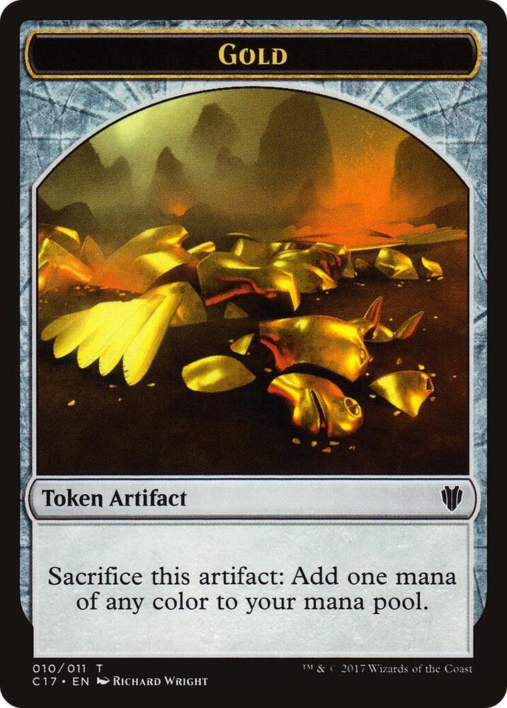 Gold // Cat Dragon Double-Sided Token (10 // 9) [Commander 2017]