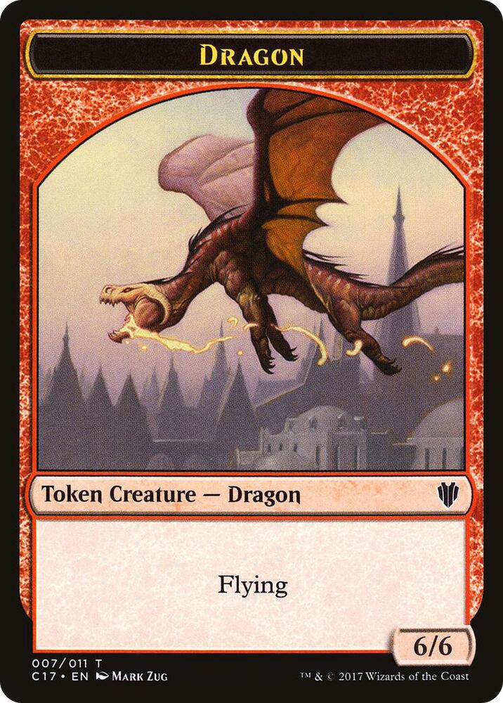 Dragon (007) // Gold Double-Sided Token (7 // 10) [Commander 2017]