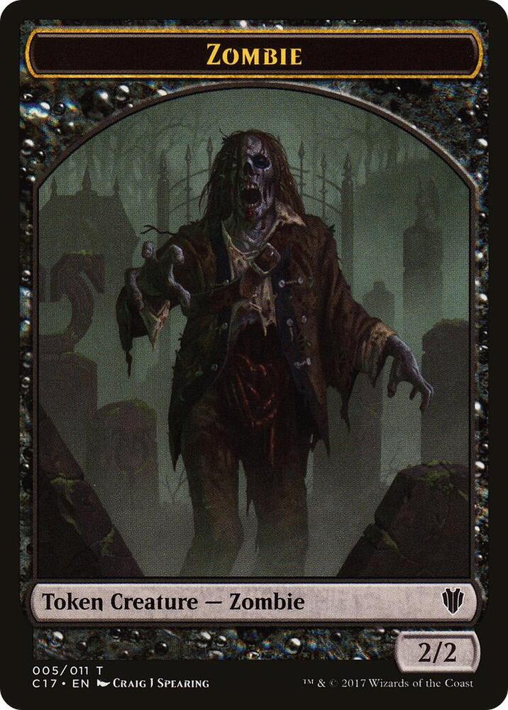 Zombie // Gold Double-Sided Token (5 // 10) [Commander 2017]