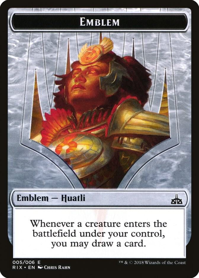 Emblem - Huatli, Radiant Champion (5) [Rivals of Ixalan]