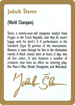 1997 Jakub Slemr Biography Card [World Championship Decks]