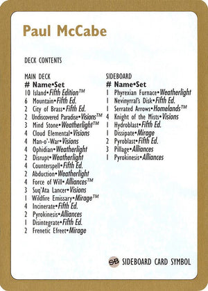 1997 Paul McCabe Decklist Card [World Championship Decks]
