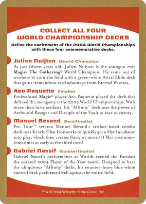 2004 World Championship Advertisement Card [World Championship Decks]