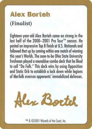 2001 Alex Borteh Biography Card [World Championship Decks]