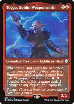 Toggo, Goblin Weaponsmith (576) [Commander Legends] [Etched]