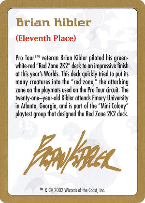 2002 Brian Kibler Biography Card [World Championship Decks]