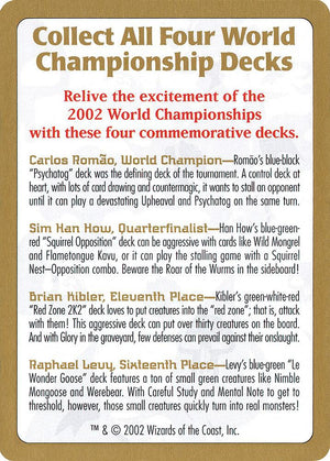 2002 World Championship Advertisement Card [World Championship Decks]