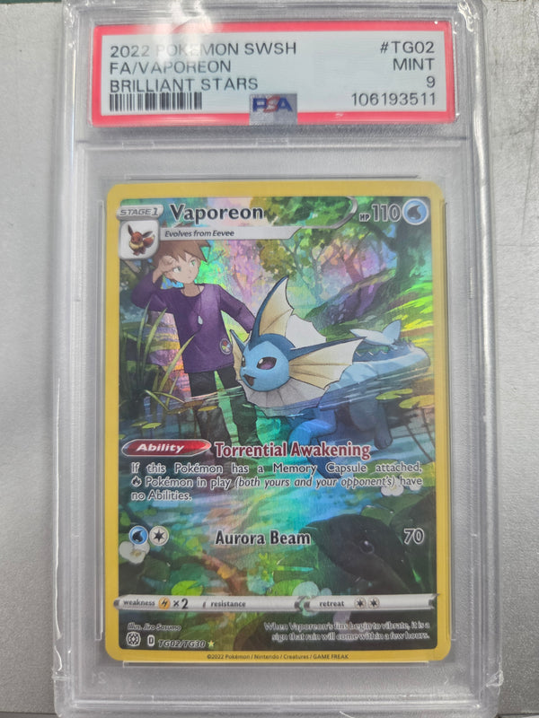 2022 Vaporeon Brilliant Stars PSA 9