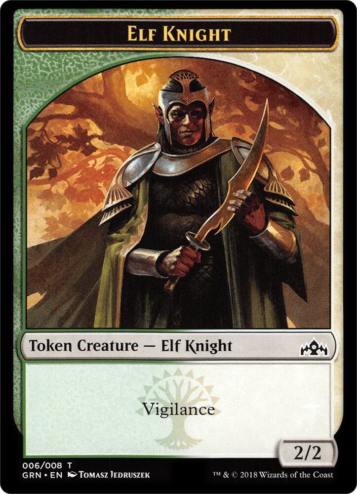 Elf Knight // Saproling Double-Sided Token (6 // 8) [GRN Guild Kit]