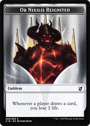Emblem - Ob Nixilis Reignited // Zombie (010) Double-Sided Token (29 // 10) [Commander 2019]