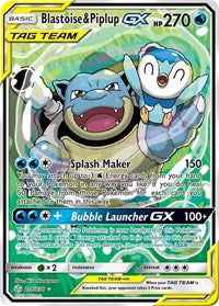 Blastoise & Piplup GX (Alternate Full Art) (215/236) [SM Cosmic Eclipse]