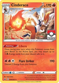 Cinderace - 034/202 (Pokemon League) (034/202) [League and Championship Cards]