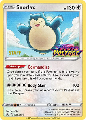Snorlax - SWSH068 (Prerelease) [Staff] (SWSH068) [SWSH Sword and Shield Promo Cards]