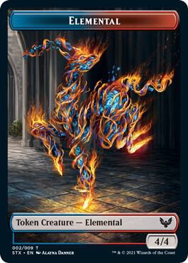 Elemental (2) // Emblem - Rowan, Scholar of Sparks Double-sided Token (9) (2 // 9) [Strixhaven: School of Mages]