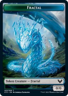 Fractal (3) // Emblem - Rowan, Scholar of Sparks (9) Double-sided Token (3 // 9) [Strixhaven: School of Mages]