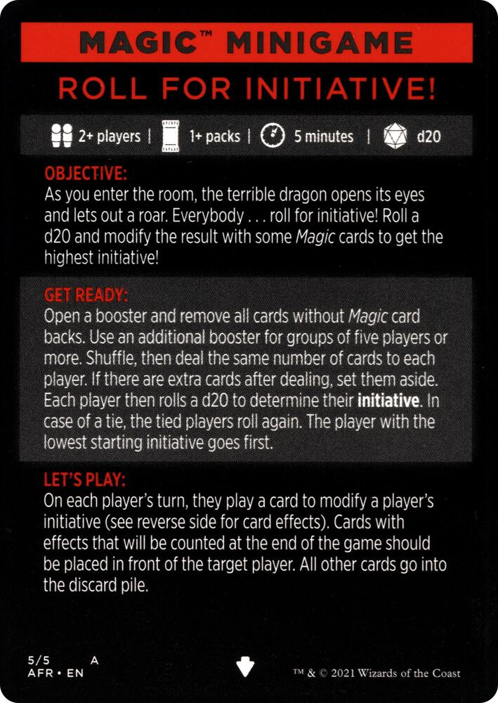 Magic Minigame: Roll for Initiative! (5) [Adventures in the Forgotten Realms]