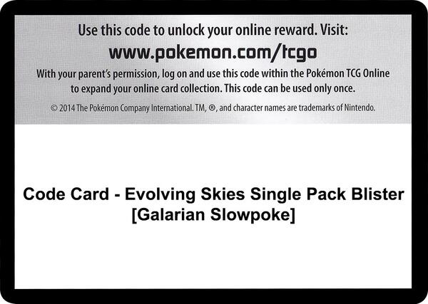 Code Card - Evolving Skies Single Pack Blister [Galarian Slowpoke] [SWSH07 Evolving Skies]