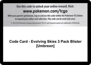 Code Card - Evolving Skies 3 Pack Blister [Umbreon] [SWSH07 Evolving Skies]