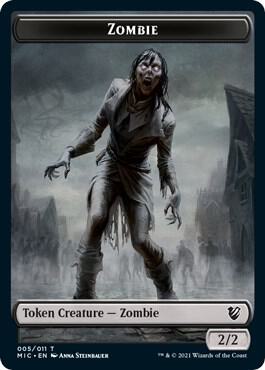 Zombie (005 MIC) // Zombie (005 MID) Double-Sided Token (5 // 5) [Midnight Hunt Commander]