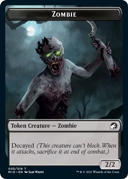 Zombie (005) // Zombie (015) Double-Sided Token (5 // 15) [Innistrad: Midnight Hunt]