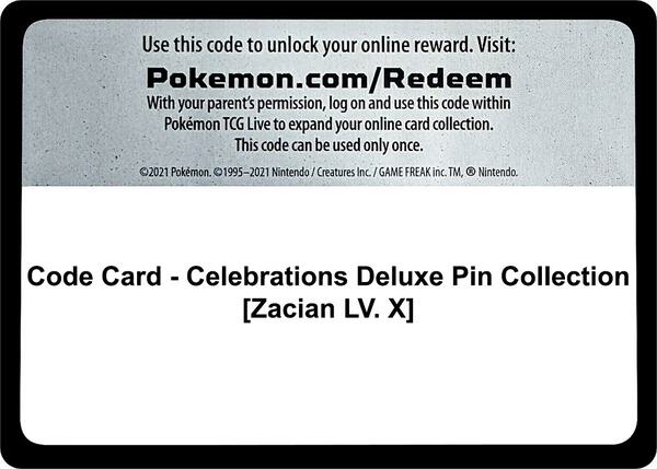 Code Card - Celebrations Deluxe Pin Collection [Zacian LV. X] [Celebrations]
