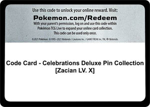 Code Card - Celebrations Deluxe Pin Collection [Zacian LV. X] [Celebrations]