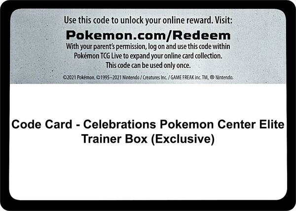 Code Card - Celebrations Pokemon Center Elite Trainer Box (Exclusive) [Celebrations]
