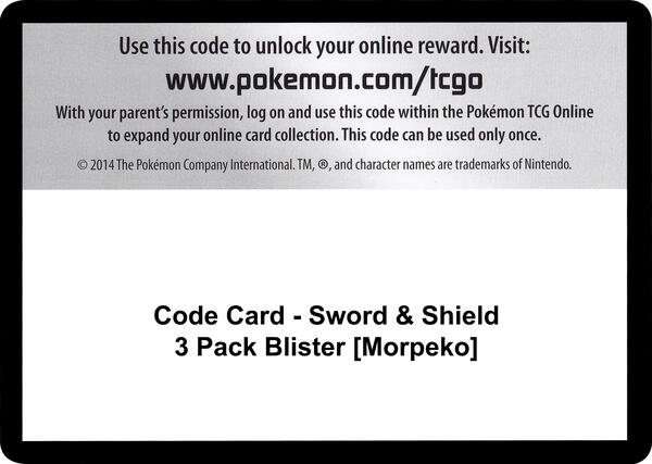 Code Card - Sword & Shield 3 Pack Blister [Morpeko] [SWSH01 Sword and Shield Base Set]
