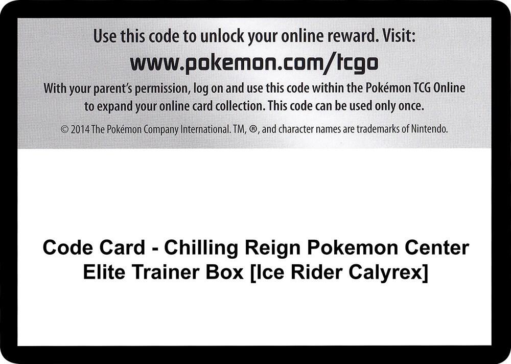 Code Card - Chilling Reign Pokemon Center Elite Trainer Box [Ice Rider Calyrex] [SWSH06 Chilling Reign]