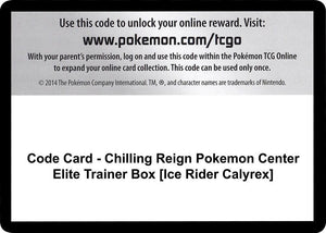 Code Card - Chilling Reign Pokemon Center Elite Trainer Box [Ice Rider Calyrex] [SWSH06 Chilling Reign]