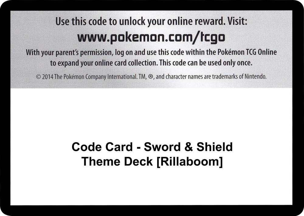 Code Card - Sword & Shield Theme Deck [Rillaboom] [SWSH01 Sword and Shield Base Set]