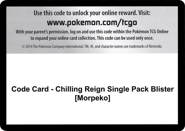 Code Card - Chilling Reign Single Pack Blister [Morpeko] [SWSH06 Chilling Reign]