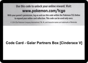 Code Card - Galar Partners Box [Cinderace V] [SWSH01 Sword and Shield Base Set]
