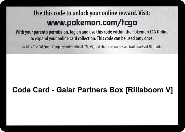 Code Card - Galar Partners Box [Rillaboom V] [SWSH01 Sword and Shield Base Set]