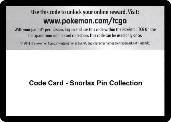 Code Card - Snorlax Pin Collection [SWSH01 Sword and Shield Base Set]