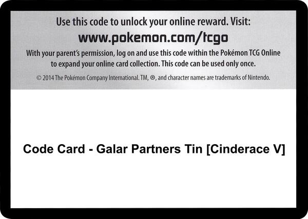 Code Card - Galar Partners Tin [Cinderace V] [SWSH01 Sword and Shield Base Set]