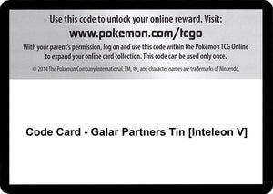 Code Card - Galar Partners Tin [Inteleon V] [SWSH01 Sword and Shield Base Set]