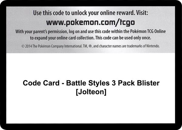 Code Card - Battle Styles 3 Pack Blister [Jolteon] [SWSH05 Battle Styles]