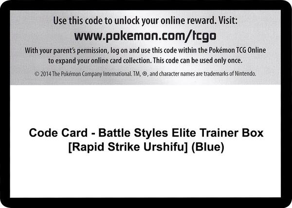 Code Card - Battle Styles Elite Trainer Box [Rapid Strike Urshifu] (Blue) [SWSH05 Battle Styles]
