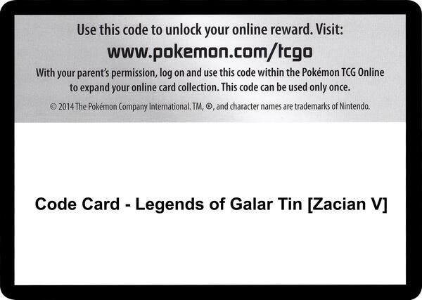 Code Card - Legends of Galar Tin [Zacian V] [SWSH02 Rebel Clash]