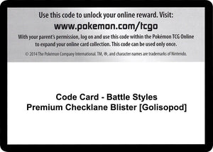 Code Card - Battle Styles Premium Checklane Blister [Golisopod] [SWSH05 Battle Styles]
