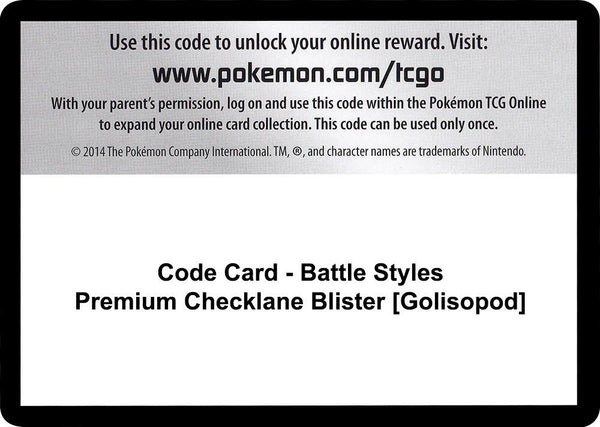 Code Card - Battle Styles Premium Checklane Blister [Golisopod] [SWSH05 Battle Styles]