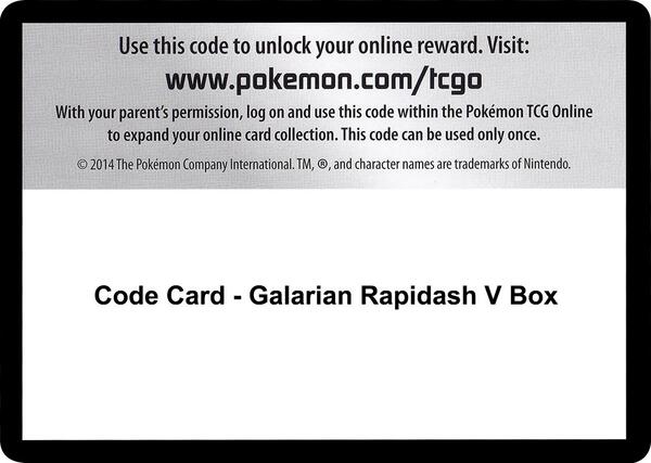 Code Card - Galarian Rapidash V Box [SWSH05 Battle Styles]